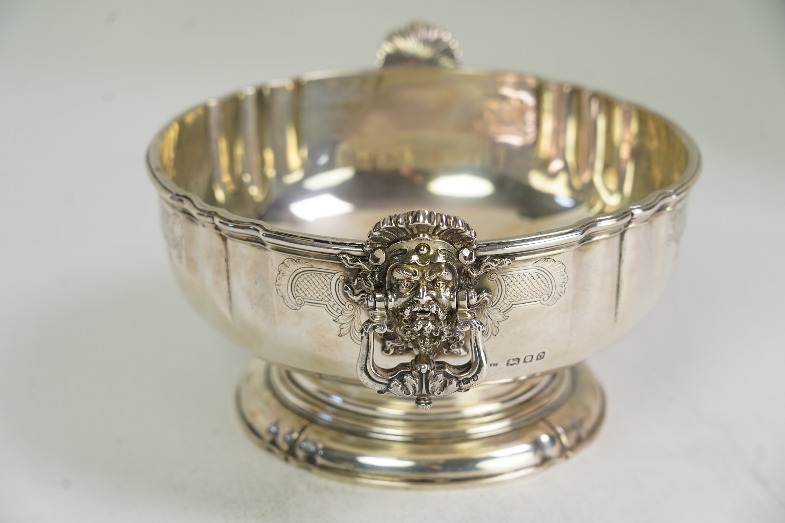 A George V silver two handled pedestal bowl, by Crichton Brothers